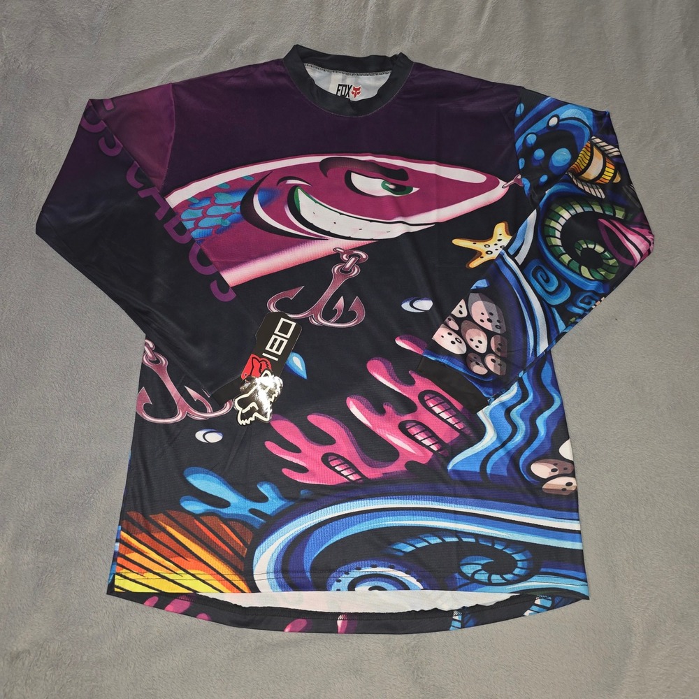 Fox Multicolor Graphic Long Sleeve Jersey - Black, Purple, Pink, Blue